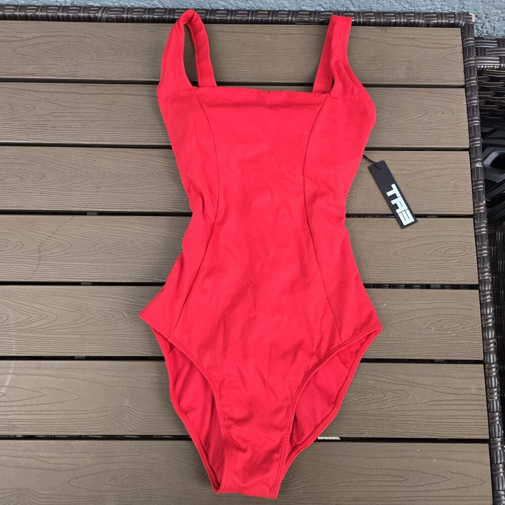 TA3 Women's Bright Red Squarey 1 Piece Reg Long Torso Corset Waist Sz S NEW